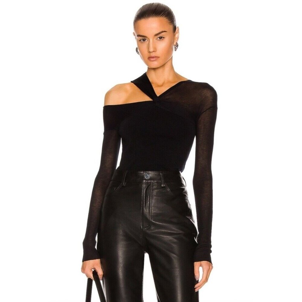 HELMUT LANG Long Sleeve Twist Top Black